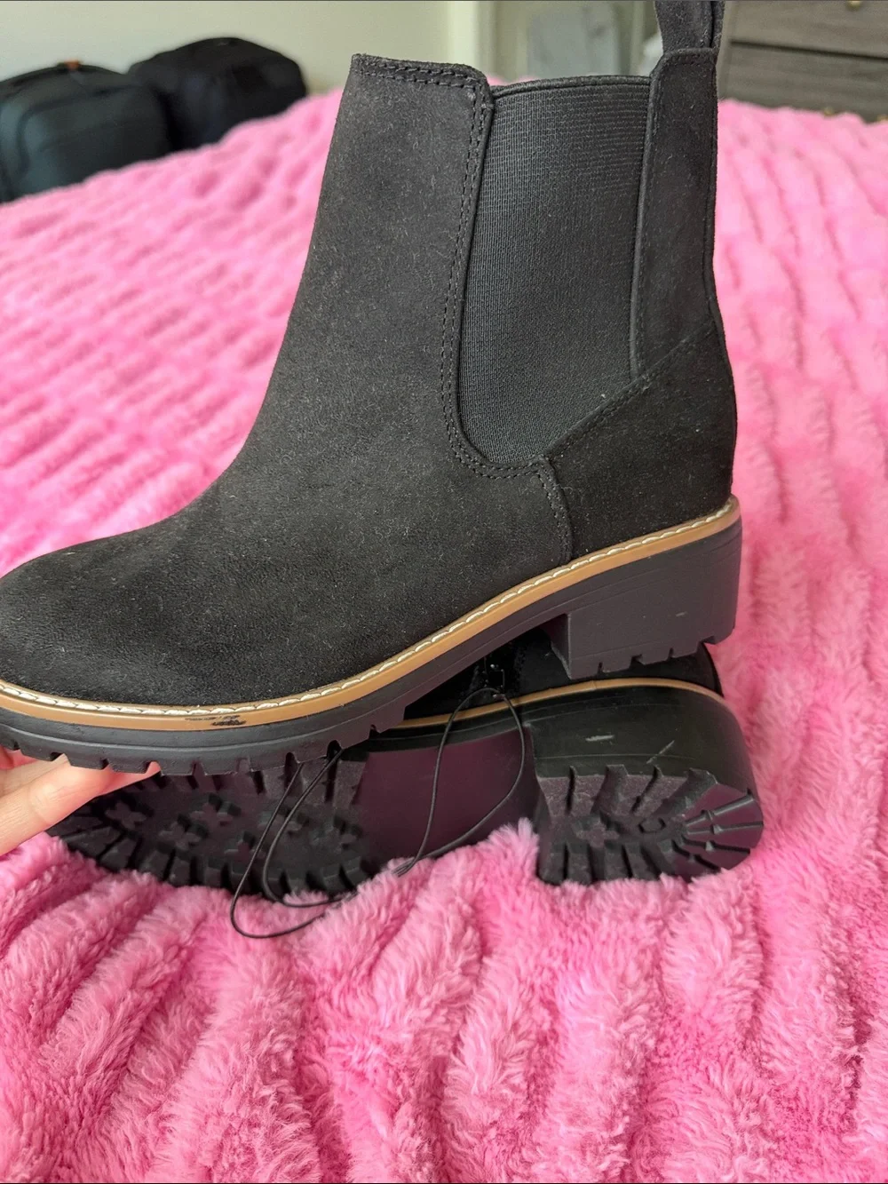 Kensie Black Suede Ankle Booties with Side Zip